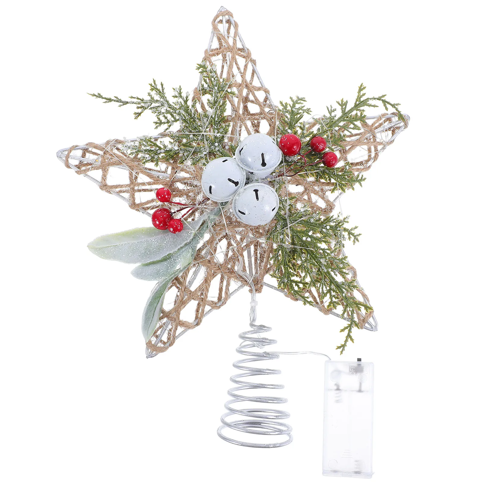 

Wrought Iron Bell Tree Top Star Christmas Decoration Cheistmas Shine Topper Lamp Foam Finals Crown