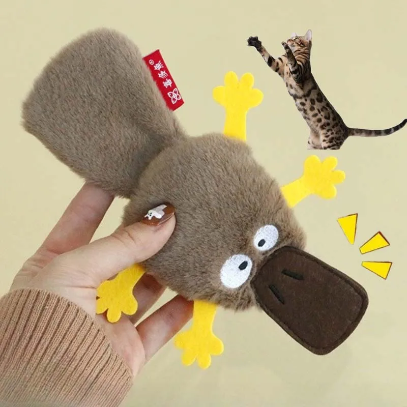 Gato mastigar brinquedo de pelúcia soando simulado pato de pelúcia catnip gatinho brinquedo interativo mordida-resistente bonito gato brinquedo suprimentos