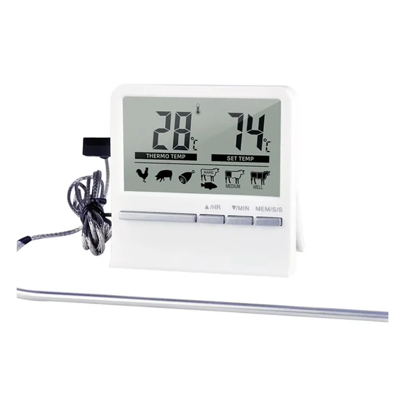 

ALIM-Kitchen Digital Cookingthermometer Meat Food Temperature For Oven BBQ Grill Timer Function With Heat Meter For Cooking