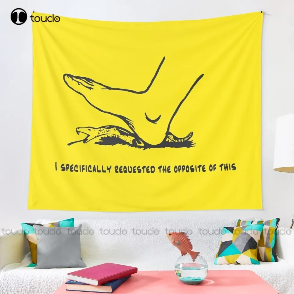New I Specifically Requested The Opposite Of This - Don'T Tread On Me Parody Gadsden Flag With Snek - Yellow Version Tapestry
