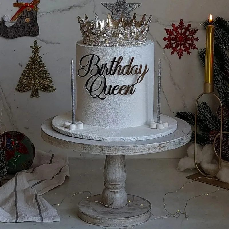 Adorno para tarta de feliz cumpleaños de My Queen, adorno para magdalenas de cumpleaños de princesa dorada y plateada para decoraciones para tarta de fiesta de cumpleaños para niñas y mujeres
