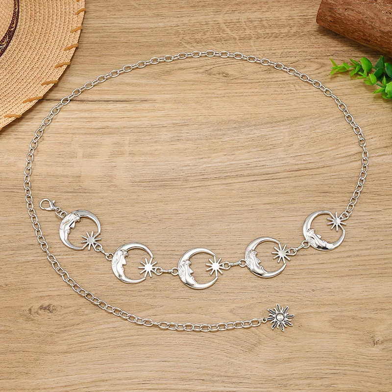 Alloy Silver Moon Waist Chain - Women Accessories Pk ulasan dan harga
