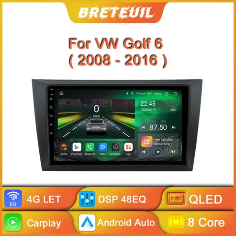 폭스바겐 VW 골프 6 2008 2009 2010 2011 2012 2013 2014 2015 2016 자동차 라디오 안드로이드 멀티미디어 비디오 플레이어 GPS 내비게이션 Carplay 터치 스크린 자동 스테레오
