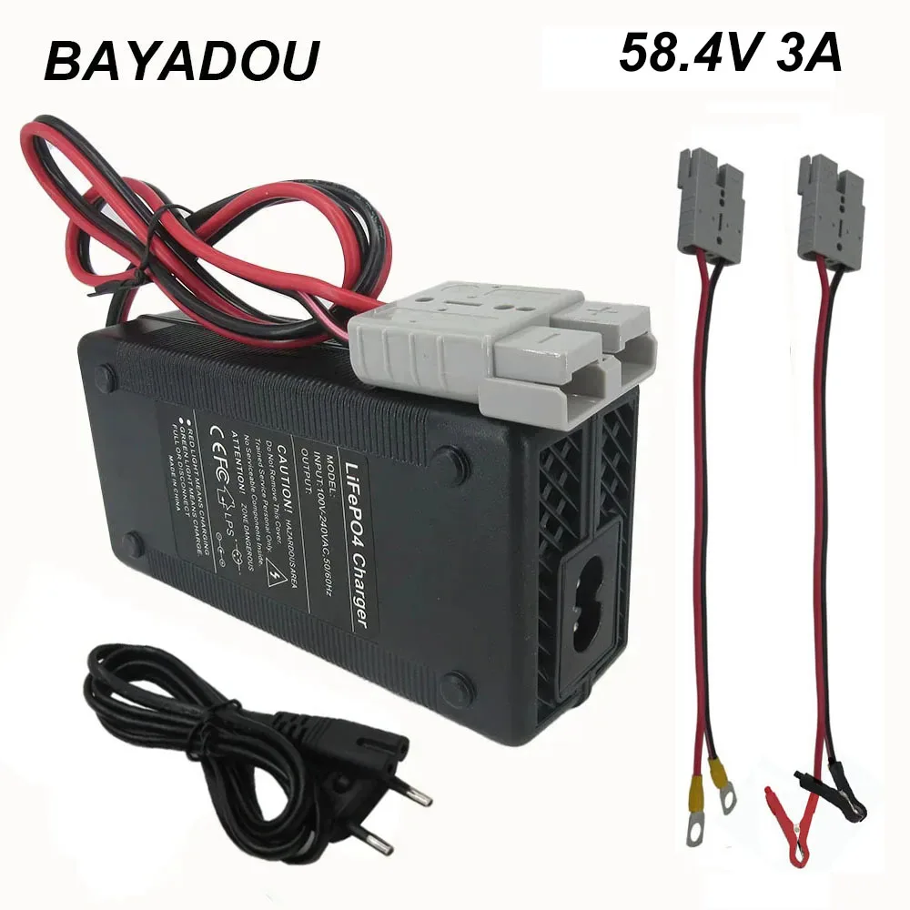 

58.4V 3A Lithium Lifepo4 Battery Charger 48V 16S Iron Phosphate UPS System Solar Car LFP Energy Storage RV Fast Charger