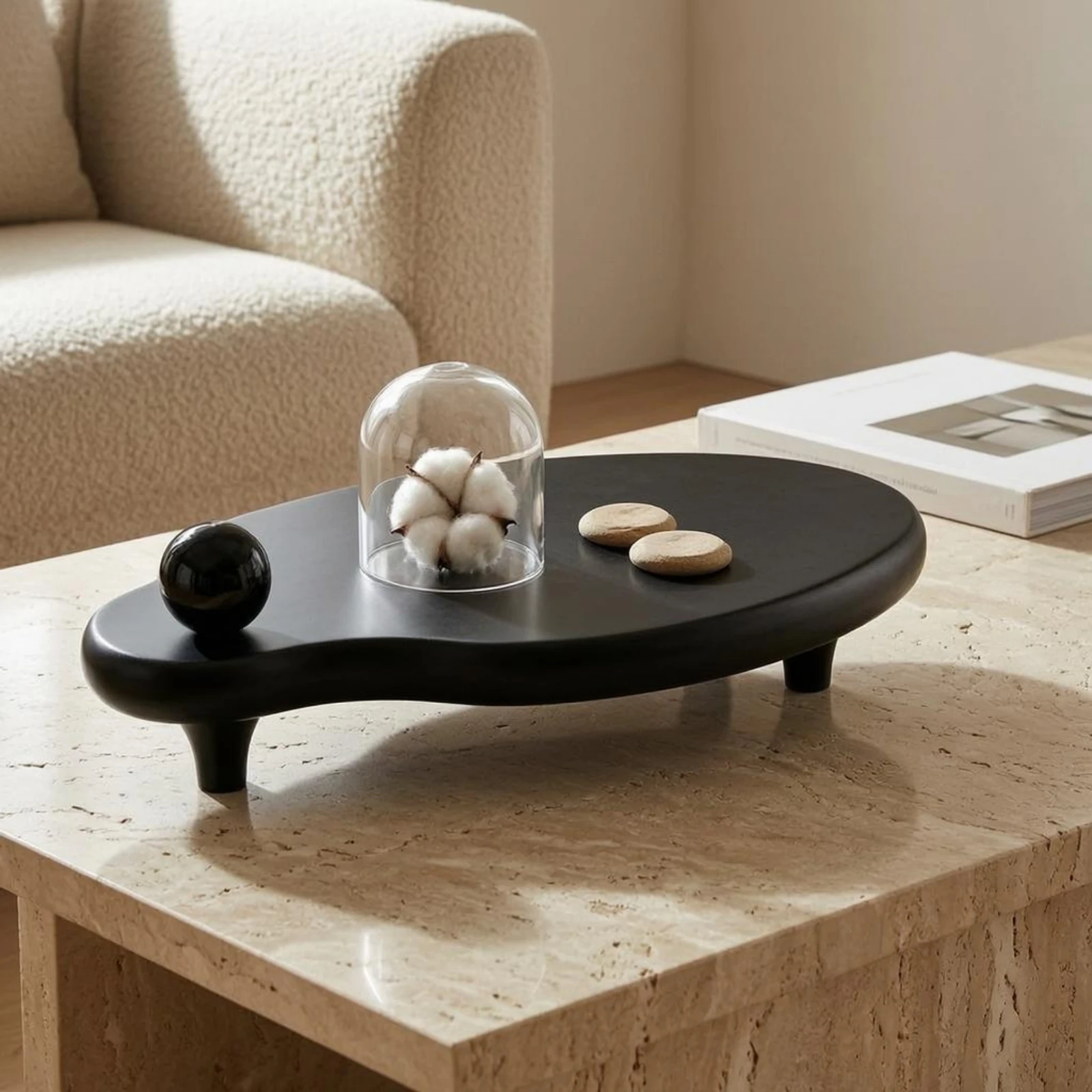 Decorative Geometric Tray Glossy Finish Oval Decorative Tray House Decoration Lightweight Sturdy