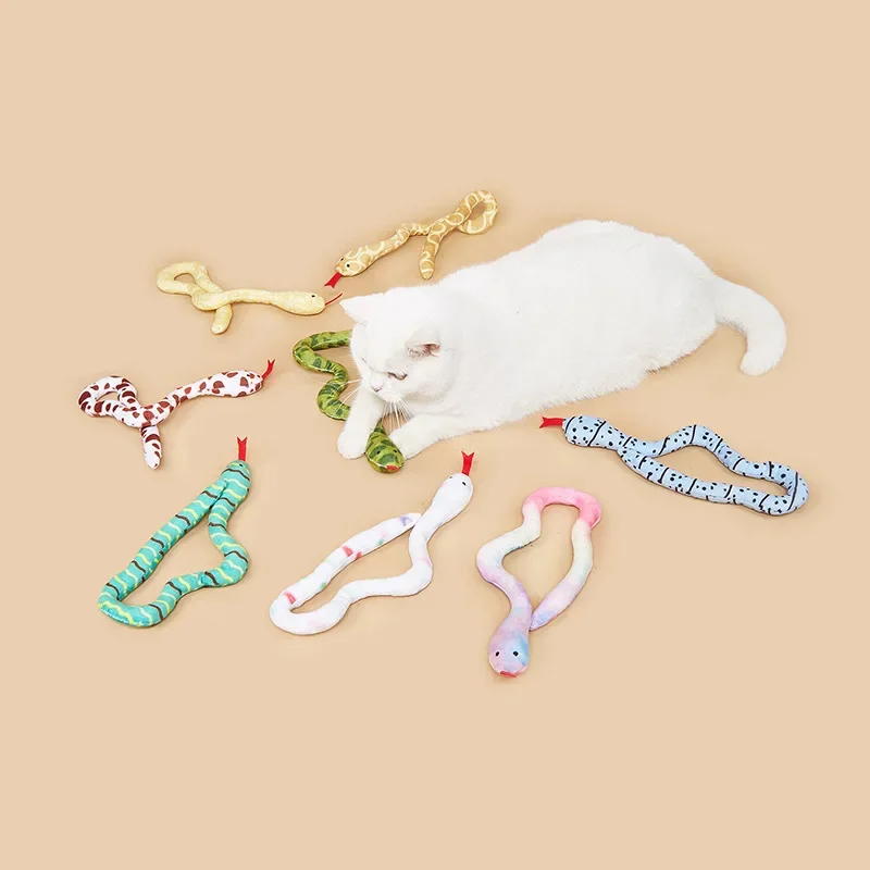 Pet Cat Toy Greedy Snake Teeth Grinding Durable Pet Plush Toy Funny Interactive Cat Dog Toy Cat toy with battery Cats Silvervine