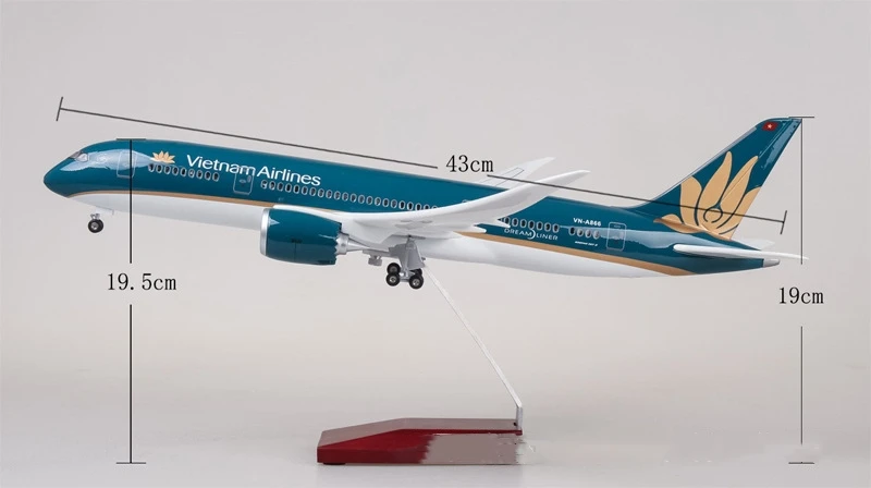 47 CM Vliegtuig Model B787 Vietnam Luchtvaartmaatschappij Hars Vliegtuigen Met Licht & Wielen Speelgoed vliegtuigen jongens kids Collectie Display Gift