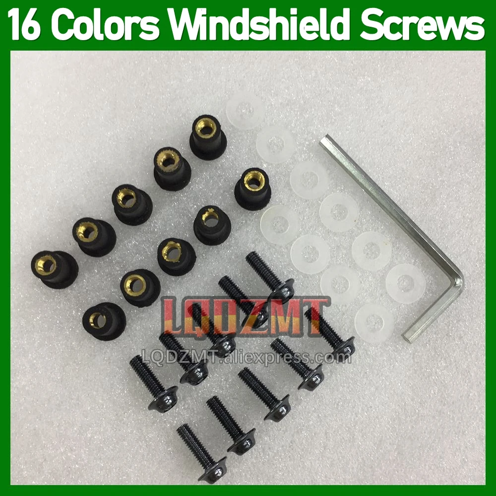 31pcs Moto Body Windshield Bolts For KAWASAKI NINJA ZX-636 ZX636 ZX6R ZX-6R ZX 6R 6 R CC 05 06 2005 2006 Windscreen Nuts Screws