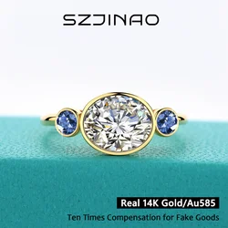 Oval Cut Moissanite Rings Au585 for Women Real 14K Gold 2CT D VVS1Luxury Jewelry Engagement Wedding Gifts