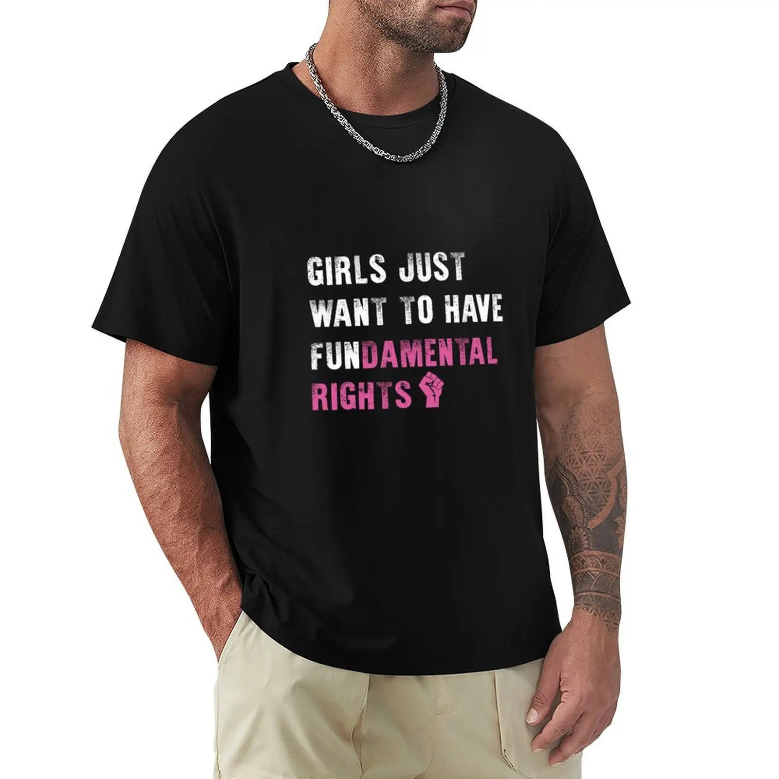 

Girls Just Want to Have Fundamental Rights Funny T-Shirt Trendy Print Short Sleeve T-Shirt