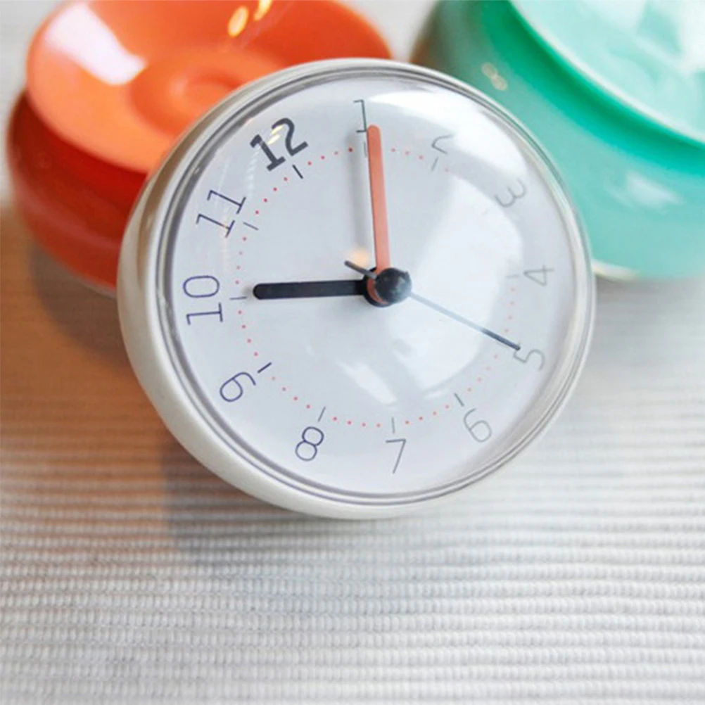 

1Pc Elegant Plastic Mini Clock Waterproof AntiFog Wall Clock For Bathroom Modern Design Kitchen Living Room Decorative Timepiece