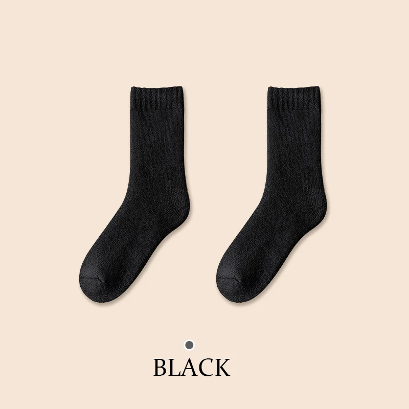 Kave Autumn and Winter Solid Color Thicken Wool Socks Ladies Socks Keep Warm Terry Socks Winter Stockings Wholesale