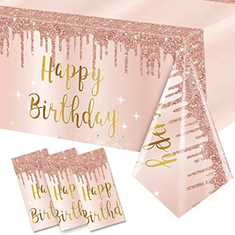 3 pezzi rosa oro rosa decorazioni per tovaglie di buon compleanno per donne copritavolo di buon compleanno forniture per feste 16th 21st 30th 4