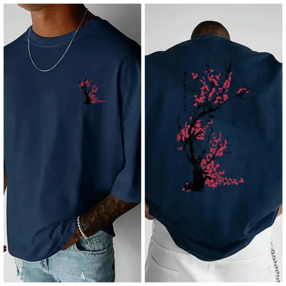 Harajuku New Ink Wash Plum Blossom3D Print Breatha Quick-dry Men Women Same Loose T-shirt Outdoor Leisure Parent-child Clothing