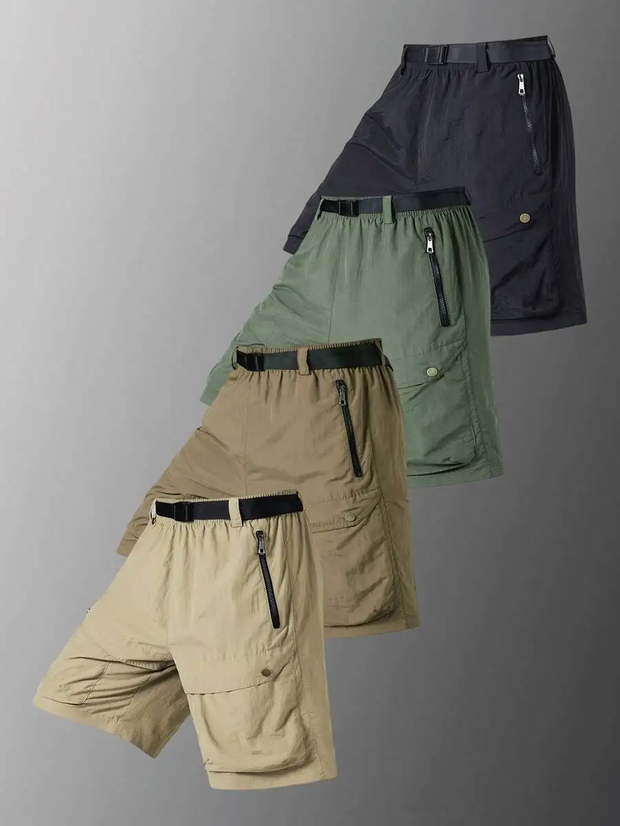 

Mens Cargo Shorts With Dual Zipper Pockets Waterproof Quick Dry Breathable For Hiking Camping Travel
