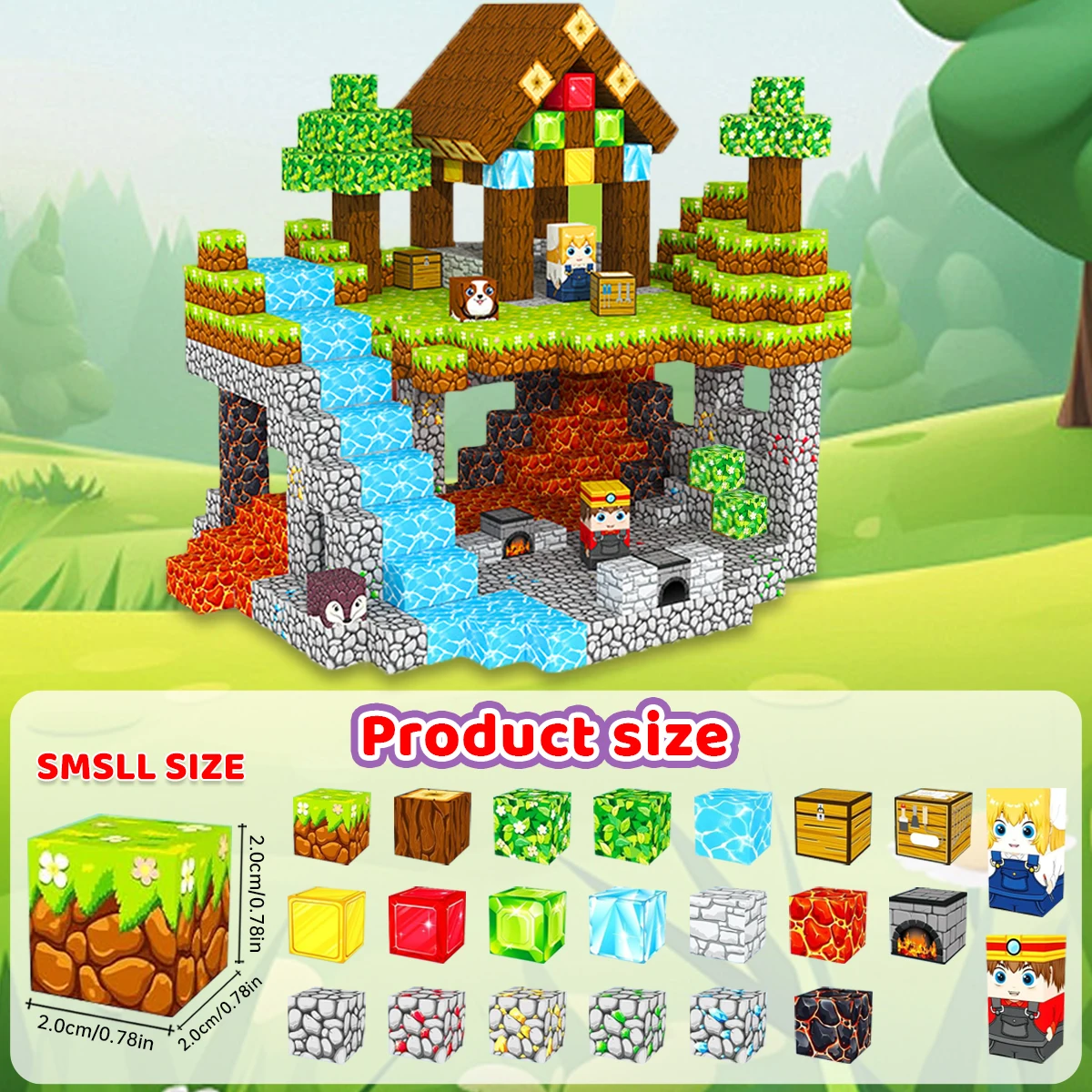 35PCS Magnetic Building Blocks Lava Treasure Hunt Set for Age 3+ DIY Model Children STEM Educational Sensory Toy With Iron Box