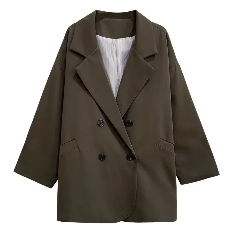Blazer casual oversize da donna Primavera Autunno Allentato Versatile Giacca monopetto Temperamento Cappotti da ufficio vintage