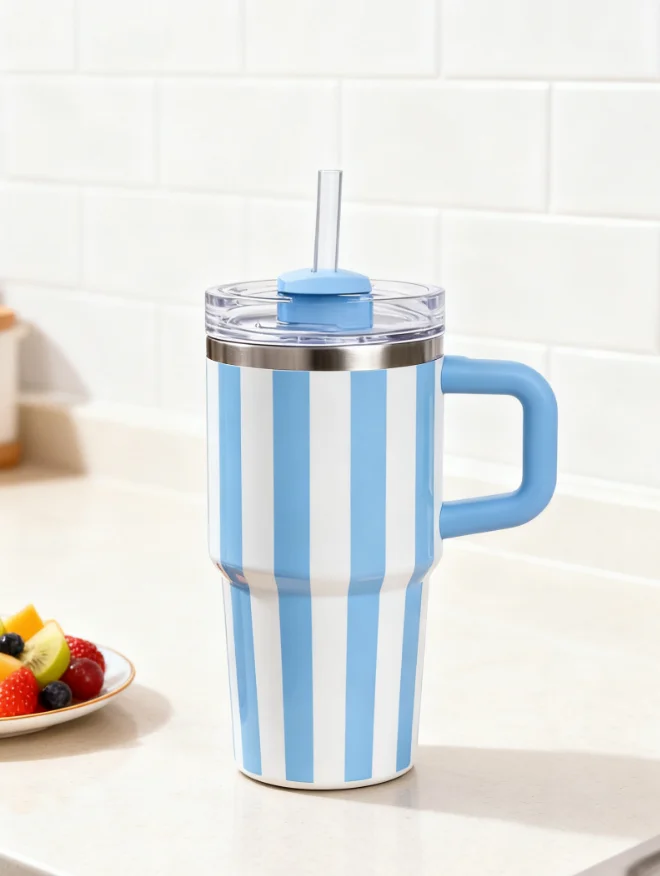 كوب ثلج عازل حراري من الفولاذ المقاوم للصدأ 304 عالي القيمة 20 أونصة كوب ماء للسيارة بسعة كبيرة كوب ترمس من القش للرجال والنساء، #5