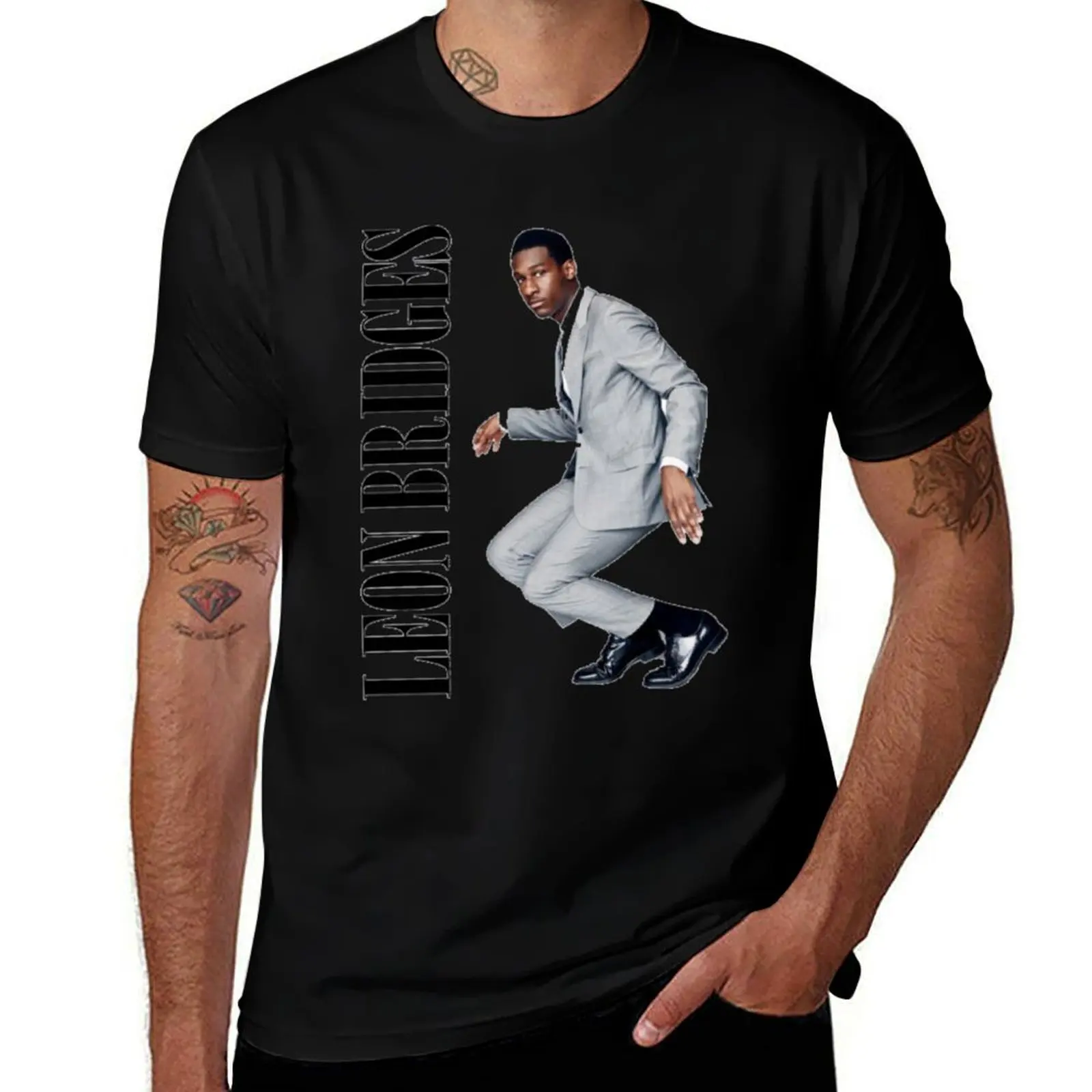 

Винтажная футболка Leon Bridges, мужская футболка из плотного хлопка, футболка с аниме, футболка