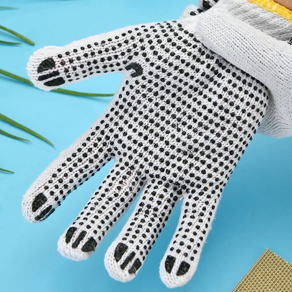 

5 Pairs Skidproof Gloves Soft PVC Cotton Yarn Wearproof Labour Safety Construction Baking Garden Home Workshop Thermal