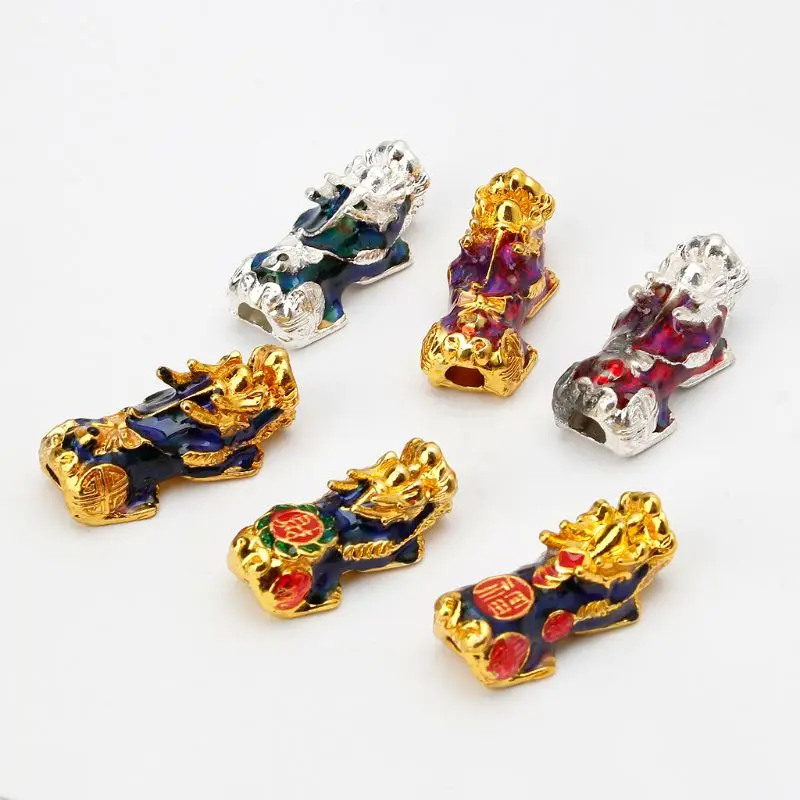 Metal Chinese Feng Shui Lucky Bead Amulet Jewelry Making Beads with Large Hole Homemade Bracelet Loose Bead Accessories