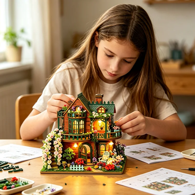 3D DIY Miniature Fairy Garden Cottage Wooden Assembled Model Exquisite Desktop Decor Handmade Gift for Craft Lovers Kids