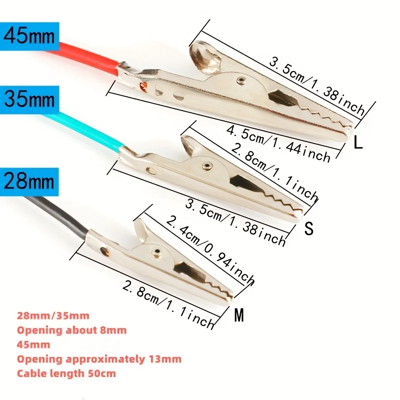 1Set / 10PCS Alligator Clips Electrical DIY Test Leads Alligator Double-ended Crocodile Clips Roach Clip Test Jumper Wire 46CM