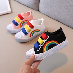 Sapatos de lona casuais para crianças, tênis Rainbow Board para meninos e meninas, tênis Soft Sole para criança, outono