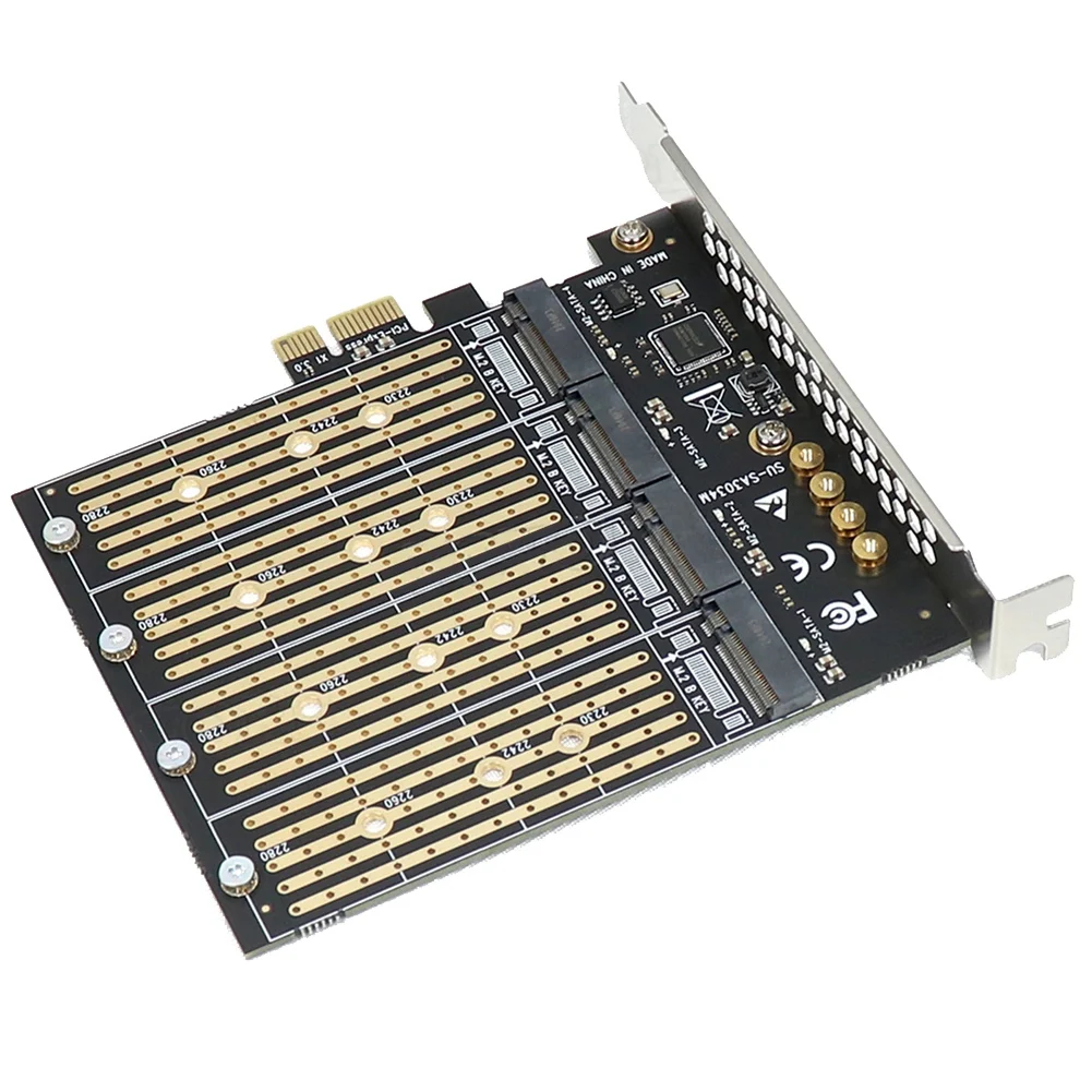 PCIe To NVME Adapter B Key M2 M.2 4 Port NGFF SATA SSD 10 Gbps To PCI Express X1 Adapter PCI-E M.2 Expansion Card Riser