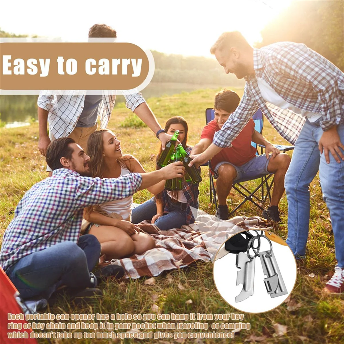Y31A 12 Pieces Can Openers, Camping Can Openers with Key Rings, P-38, P-51 and P-57 Stainless Steel, Portable Can Opener