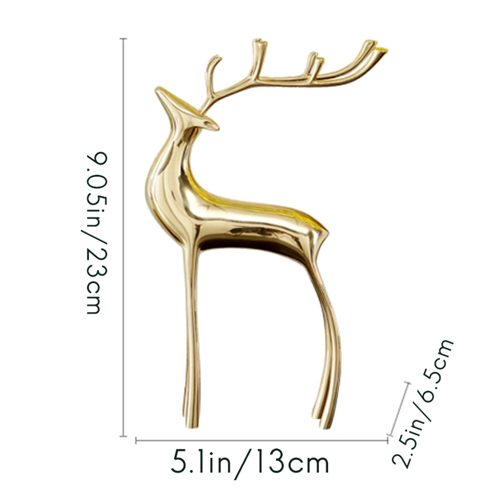 Metal Golden Deer Figurines Animal Statues Gifts Sculpture Office Home Decoration Accessories(S)