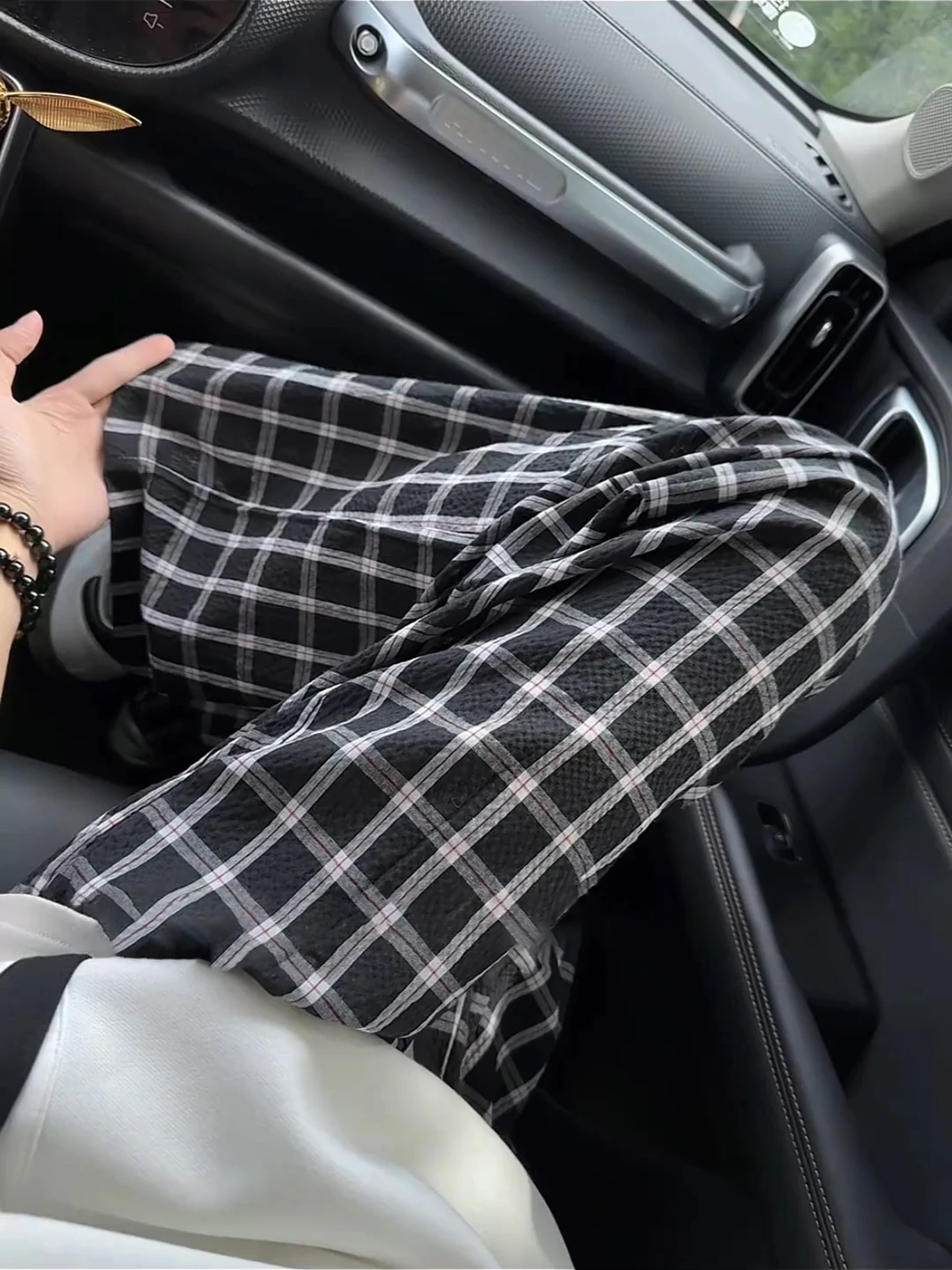 

Bla Bubble Cloth Plaid Мужские летние тонкие свободные брюки из ледяного шелка Американские повседневные прямые брюки с низкой талией Длинные брюки