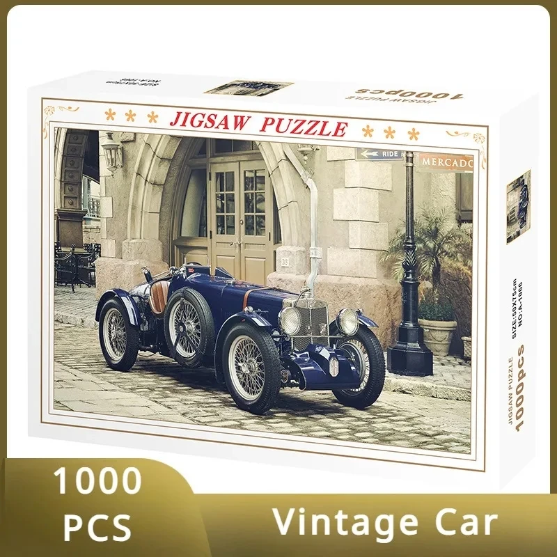 Losowe opakowanie 75*50cm Puzzle Jigsaw papierowy dla dorosłych 1000 szt. Prezent świąteczny z klasyczny samochód rozrywką