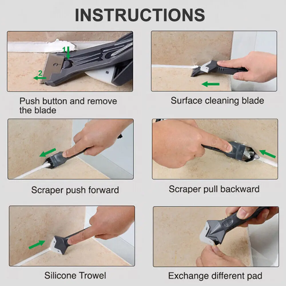 Silicone Scraper Sealant Smooth Remover Tool Set Caulking Finisher Smooth Grout Kit Floor Mould Removal Hand Tools Set