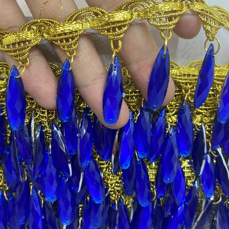 5 Yard 50mm Fringe Lace Acrylic Hang Drill Rhinestone Braided Ribbons Sewing Apparel Trims Accessories for Dance Skirt