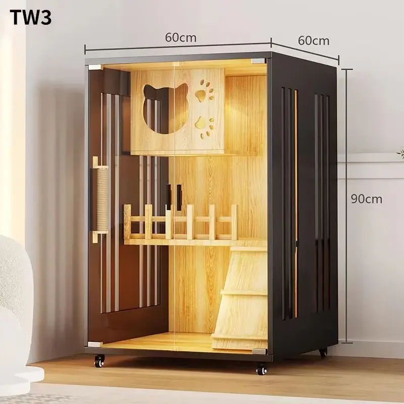 

Cat Villa Home Solid Wood Nest Three Floor Super Large Space Waterproof House Luxury