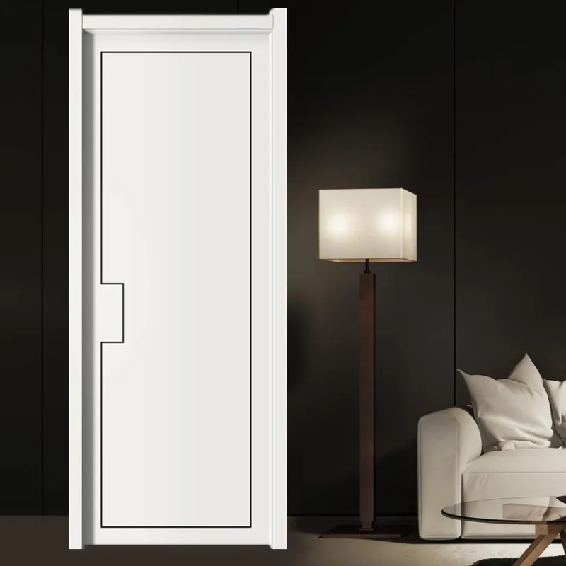 Interior door, simple wooden door, composite paint-free , white , set , paint door, ecological wooden