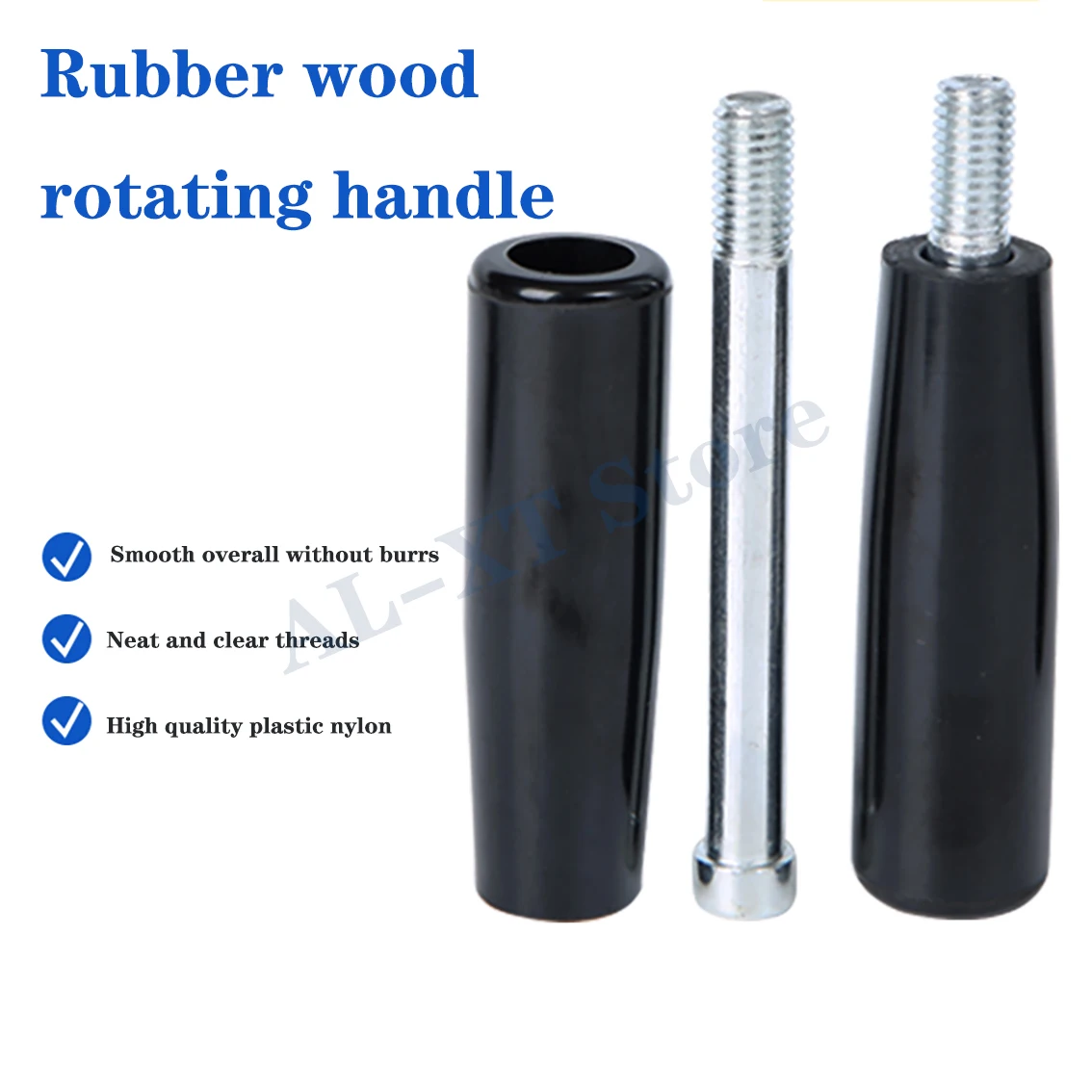 M6/M8/M10/M12 Black Plastic Handle Rubberwood Rotating Handle Through Hole Handle Through Rod Machine Tool Handwheel Handle