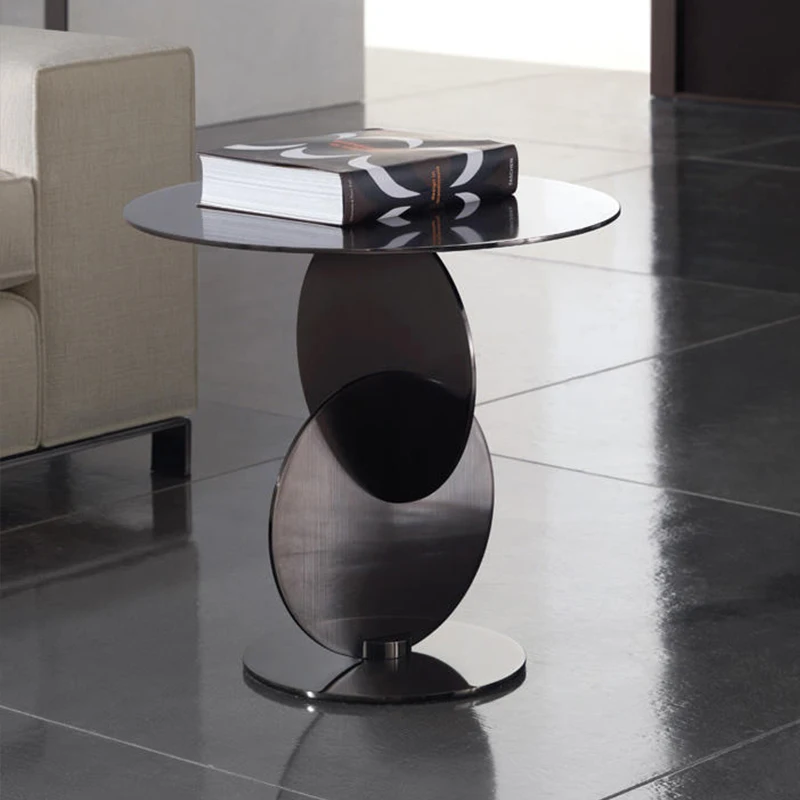 italian design luxury creative stainless steel  coffee table living room round side table modern