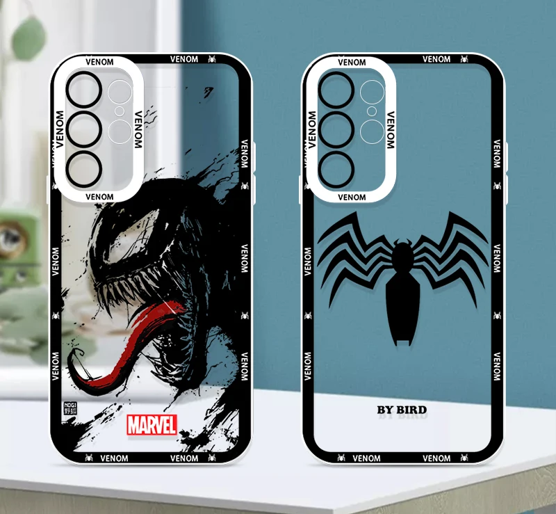 Marvel Superhero venom cool For Samsung Galaxy S24 S23 S22 S21 S20 Plus FE Ultra A52 A53 A54 Angel Eyes Transparent Phone Case