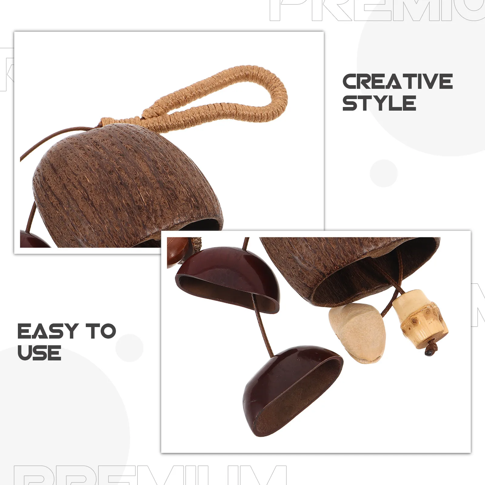 Natural Nut Shell Windchime Keychain Bohemian Seed Pod Rattle Charm Jingling Bag Pendant for Women Men Beach Boho Purse Backpack - view 4
