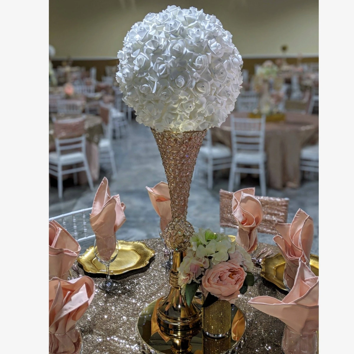 10pcs)40cm/90cm)Wedding Flower Trumpet Vase with Crystal Bead Table Decorative Centerpiece Height Artificial Flower Arrangement