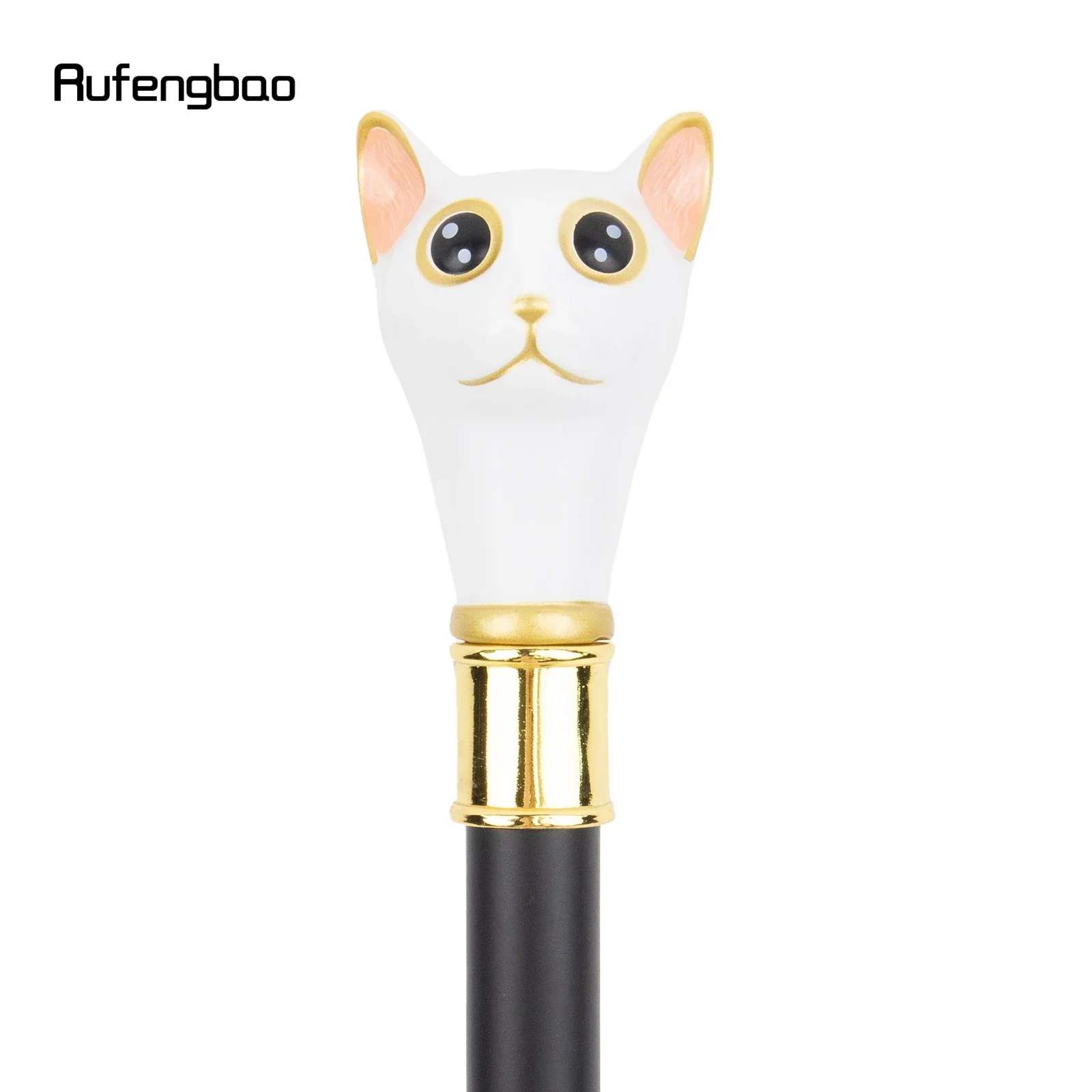 White Golden Cat Gentleman Kitten Walking Cane Fashion Walking Stick Gentleman CrosierSteampunk & Everyday Use 93cm
