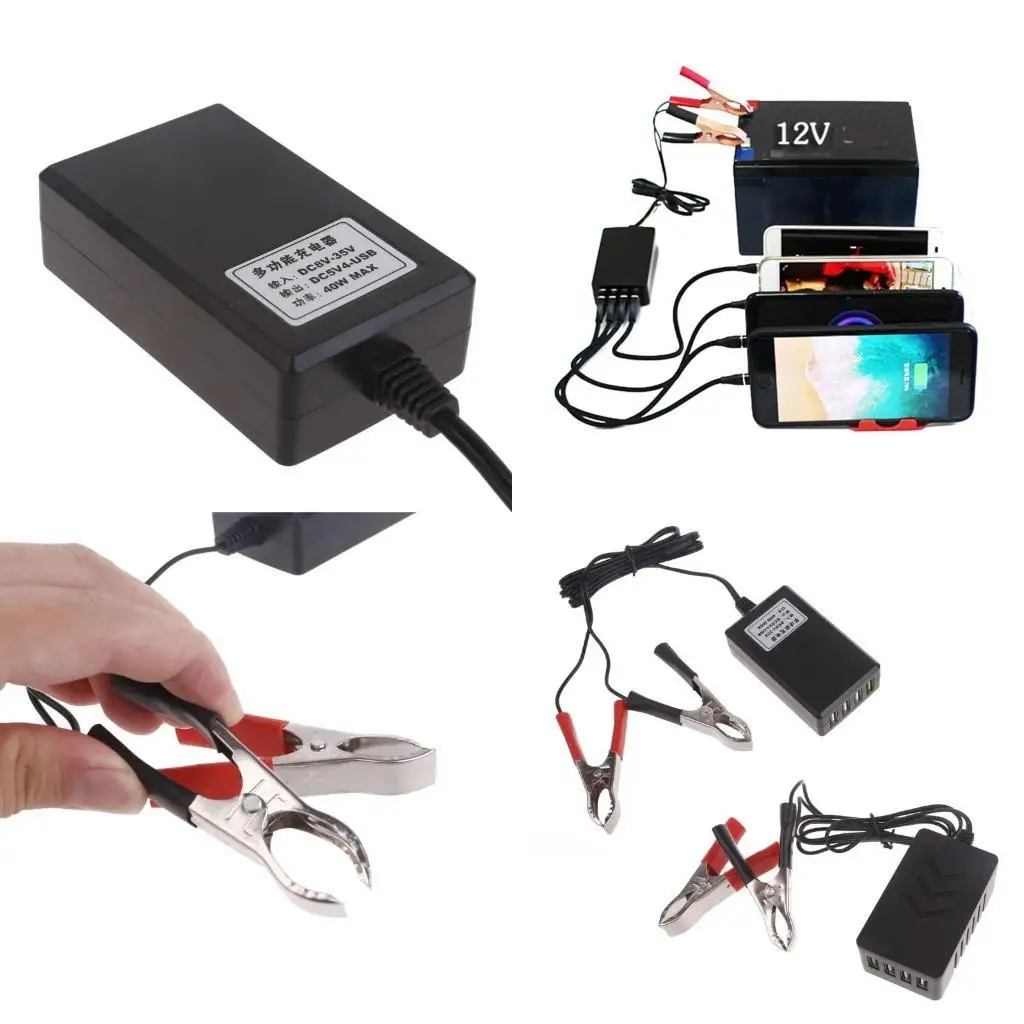

R53C 12V/24V To 5V 4-Port USB Usb Multiport With Battery Clip