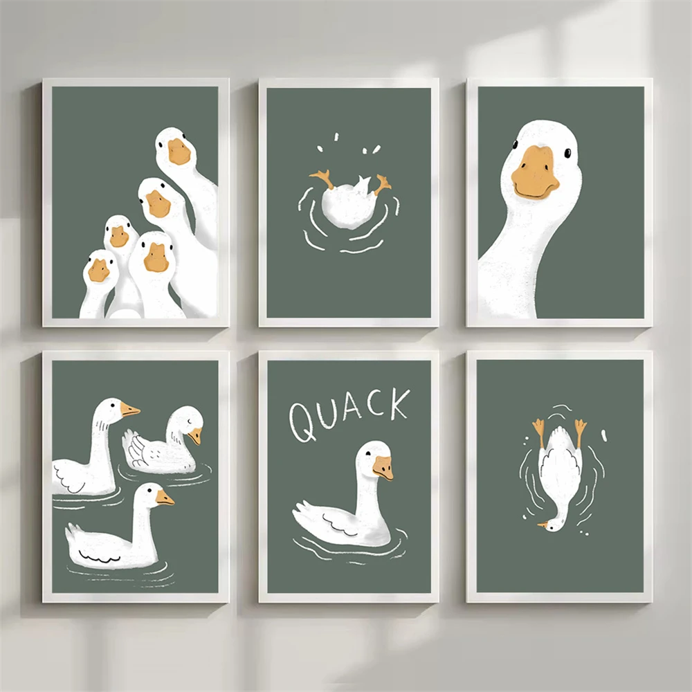 

Funny Cute Animal Duck Bathroom Playful Dark Nursery Wall Art Poster Canvas Painting Print Pictures Living Room Home Decoration