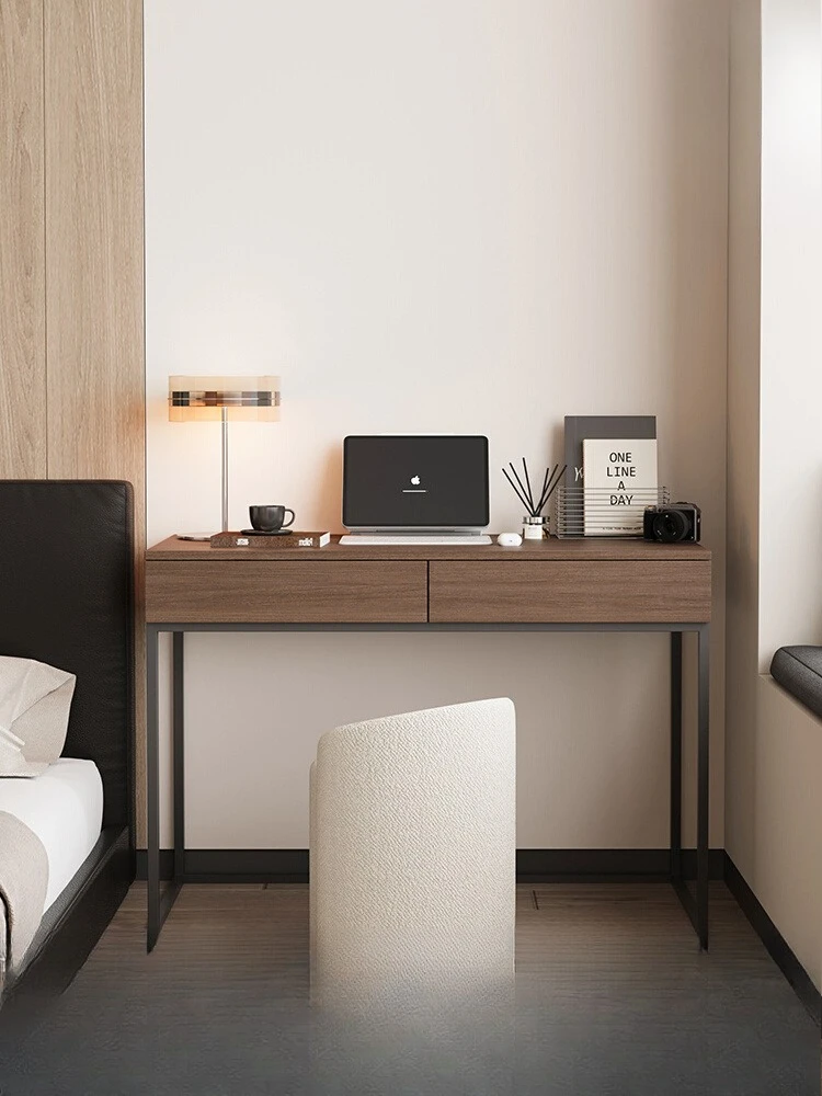 

Solid wood desk Italian minimalist study writing desk walnut wall long table household computer