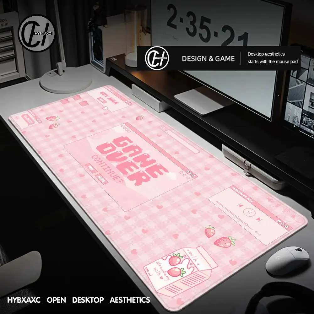 

kawaii Pink E-sports Gaming Mouse Pad Desk mat with Lock Edge Natural rubber base maus pad Student Writing Mat Boyfriend Gift