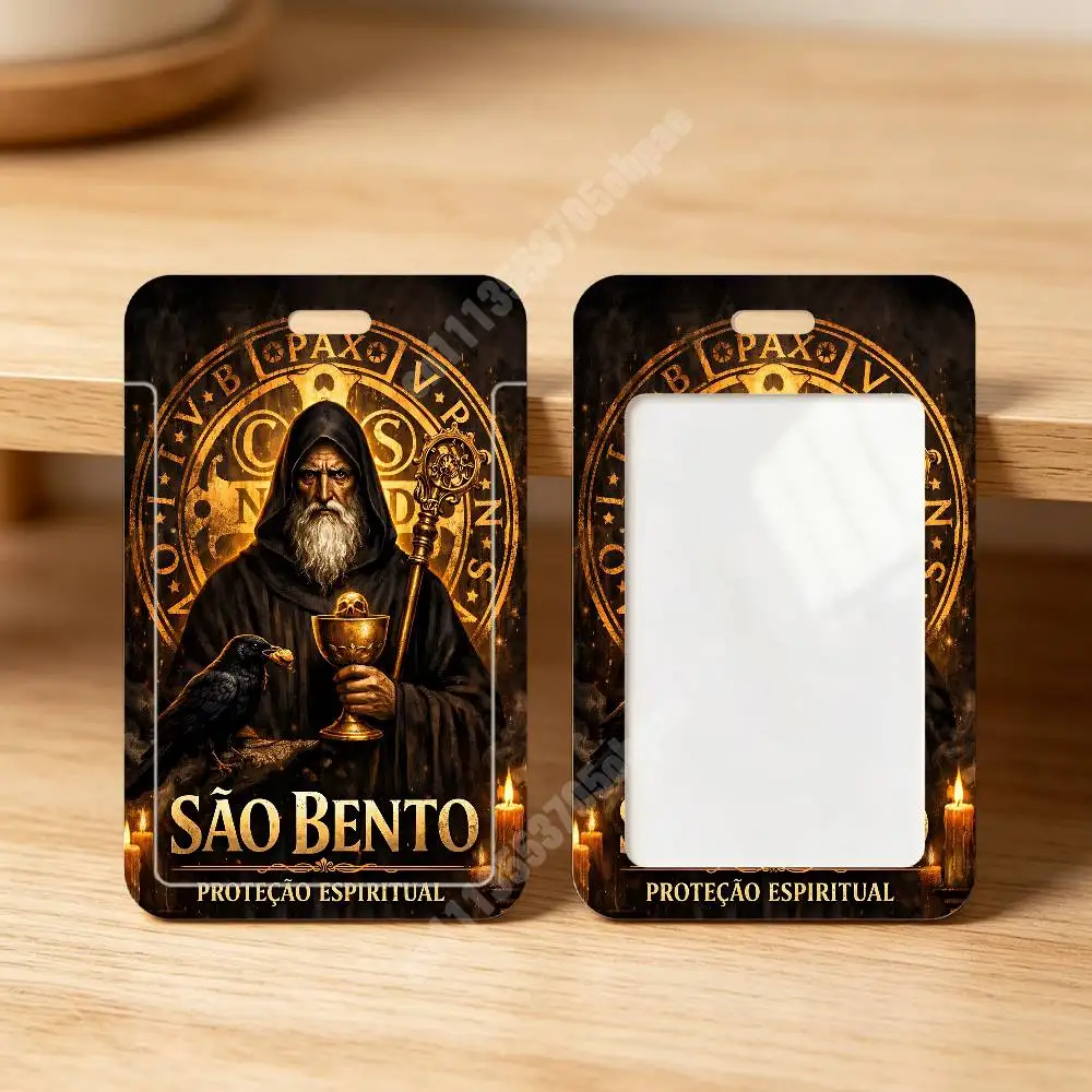 Sao Bento St Benedict Cross Plastic Card Holder Staff ID Card Clear Transparent Campus Access Name Tag view 3