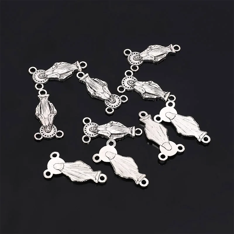 10 Pieces/Catholic Rosary Gold Plated Connector Necklace Bracelet Connector, Many Jesus Christ Statue Necklace Bracelet Triangle
