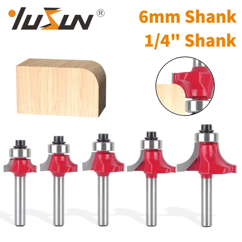 YUSUN 6MM 6.35MM Shank Corner Round Bit Router Bit Woodworking Milling Cutter For Wood Bit Face Mill Carbide Cutter End Mill